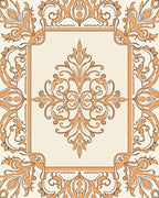 Elegant Orange Floral Scrollwork Design Rug