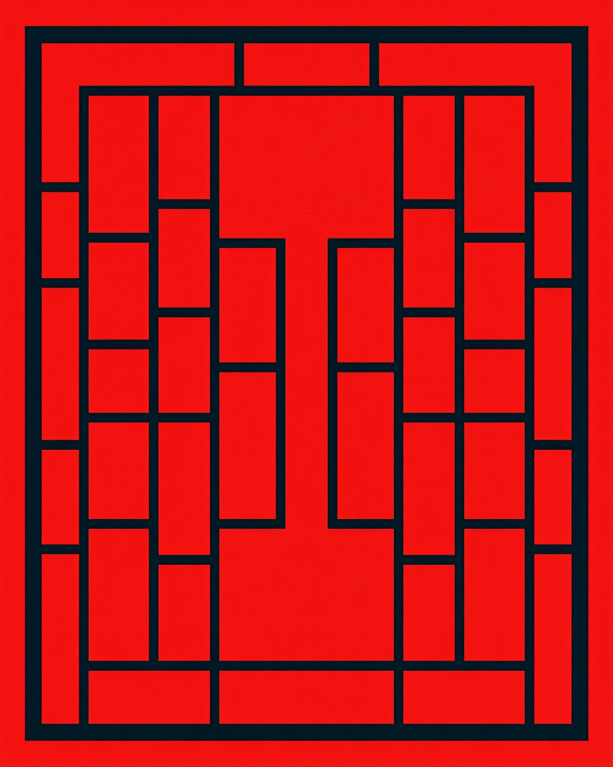 Bold Red Geometric Lattice Design Rug