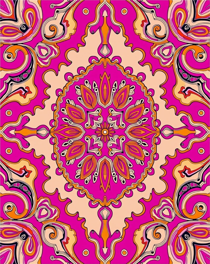Psychedelic Mandala Swirl Print Rug