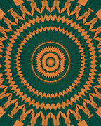 Emerald Orange Sunburst Mandala Rug