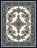 Classic Scrollwork Floral Border Design Rug