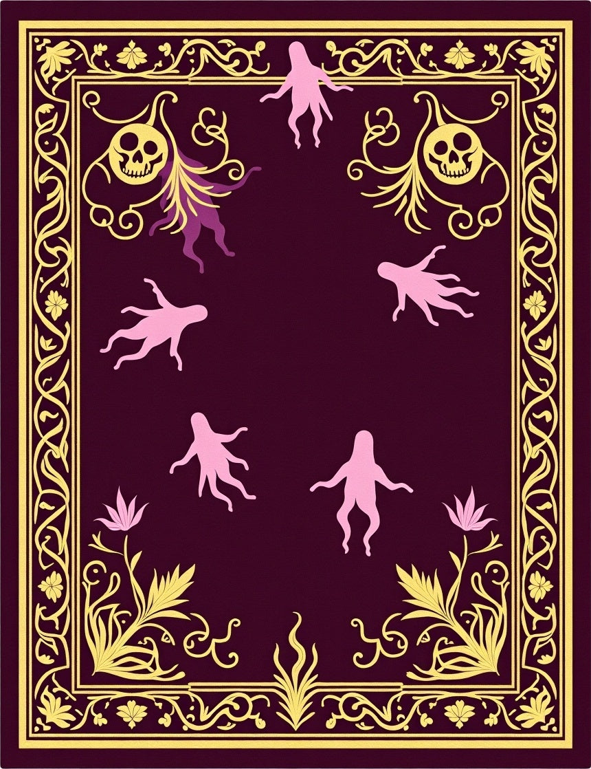 Gothic Octopus Floral Border Rug