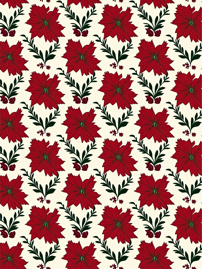 Bold Red Floral Pattern Rug