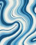Blue Wavy Abstract Pattern Rug