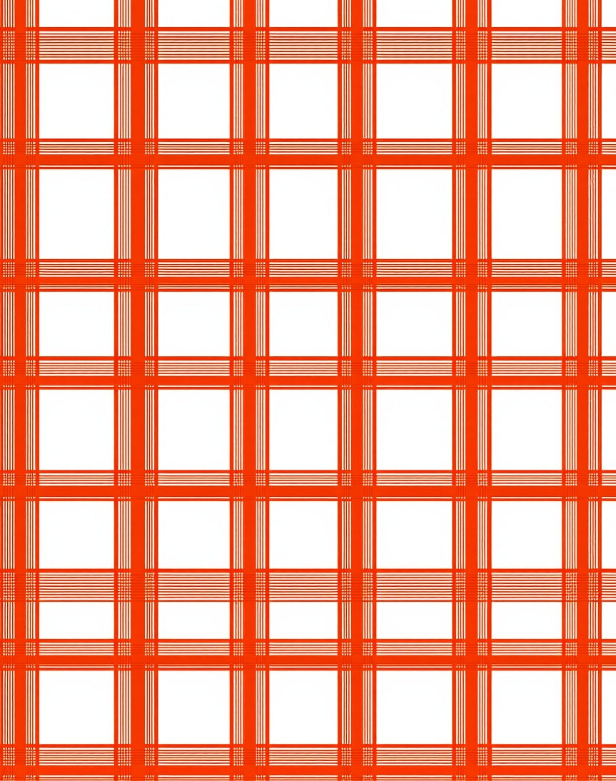 Bold Orange White Checkered Pattern Rug