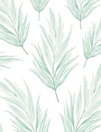 Light Green Palm Leaf Pattern Rug