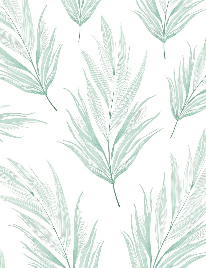 Light Green Palm Leaf Pattern Rug