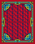 Vibrant Floral Red Stylized Pattern Rug