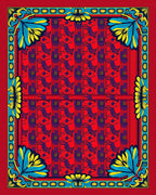 Vibrant Floral Red Stylized Pattern Rug