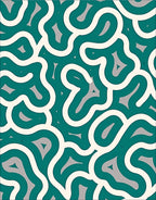 Abstract Organic Teal Cream Pattern Rug