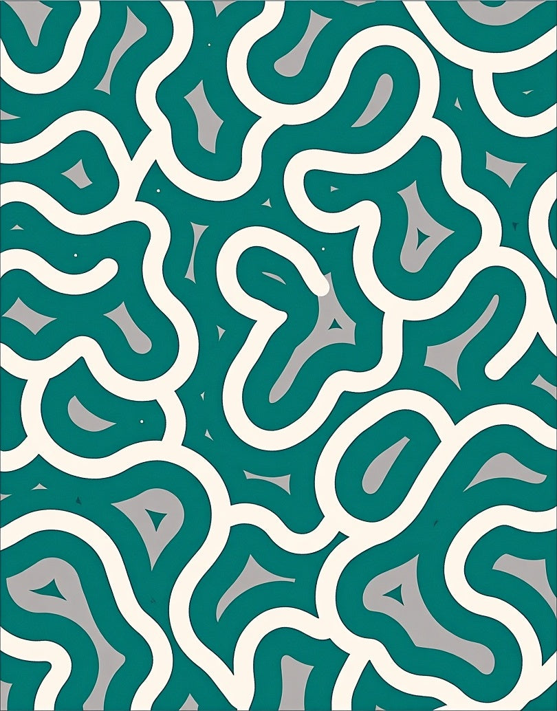 Abstract Organic Teal Cream Pattern Rug