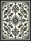 Elegant Black Floral Symmetry Design Rug