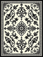 Elegant Black Floral Symmetry Design Rug