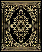 Elegant Golden Floral Art Nouveau Rug