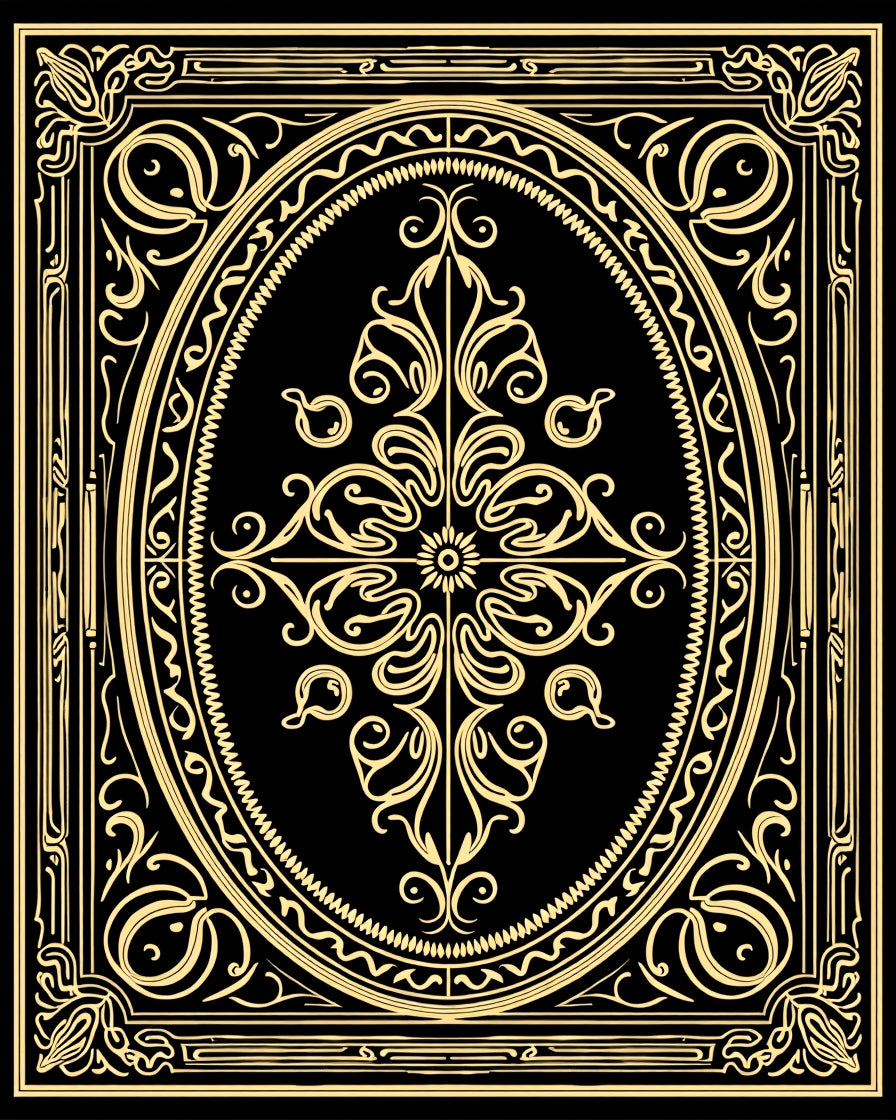 Elegant Golden Floral Art Nouveau Rug