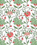 Whimsical Vine Floral Red Bloom Rug