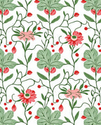Whimsical Vine Floral Red Bloom Rug