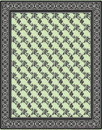 Light Green Floral Bordered Medallion Rug