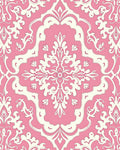 Pink Floral Damask Patterned Overlay Rug