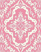 Pink Floral Damask Patterned Overlay Rug