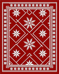 Red White Snowflake Geometric Mandala Rug