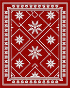 Red White Snowflake Geometric Mandala Rug