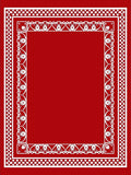 Ornate Red White Floral Border Design Rug