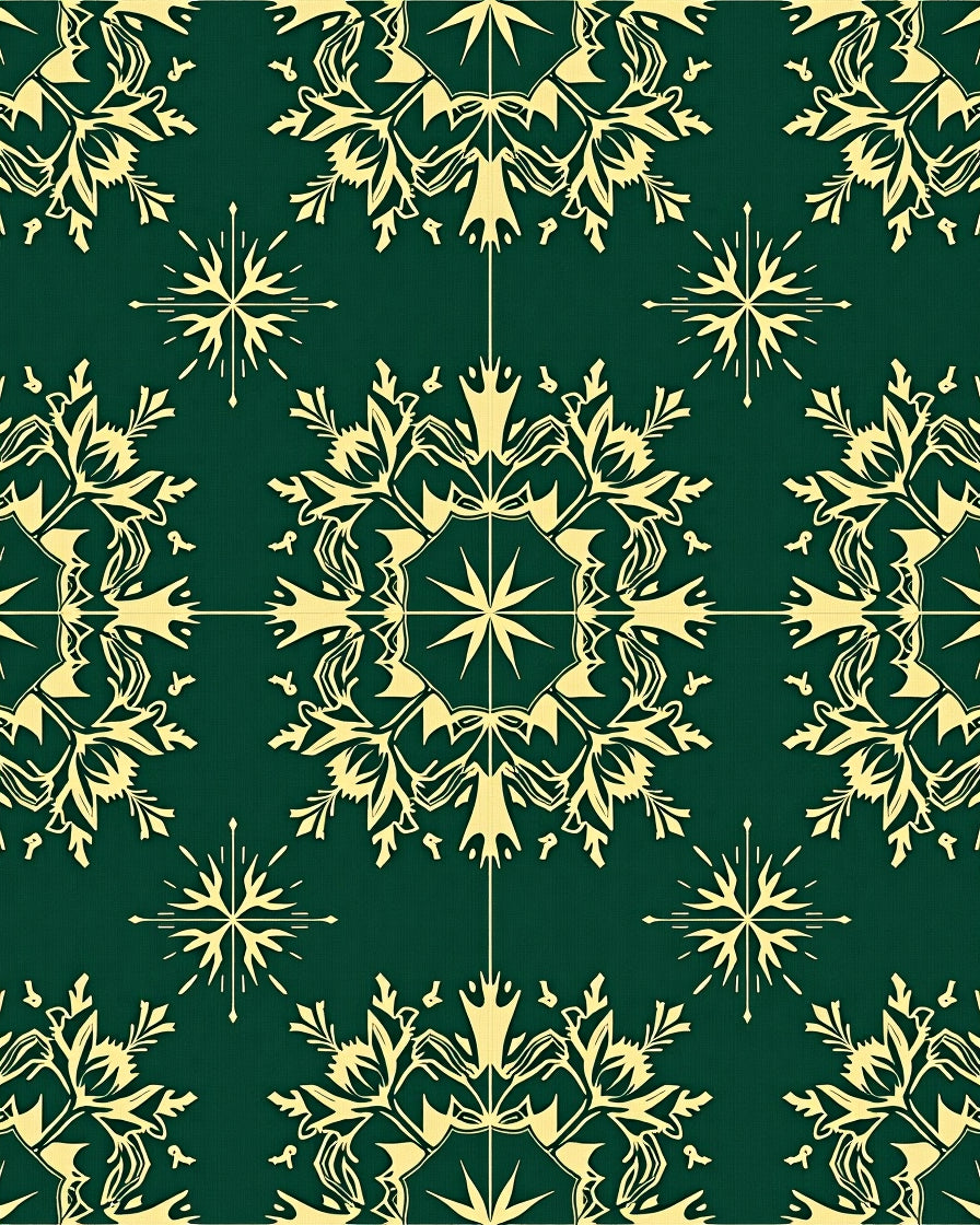 Elegant Green Gold Floral Medallion Rug