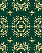 Elegant Green Gold Floral Medallion Rug