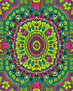 Vibrant Psychedelic Floral Mandala Pattern Rug