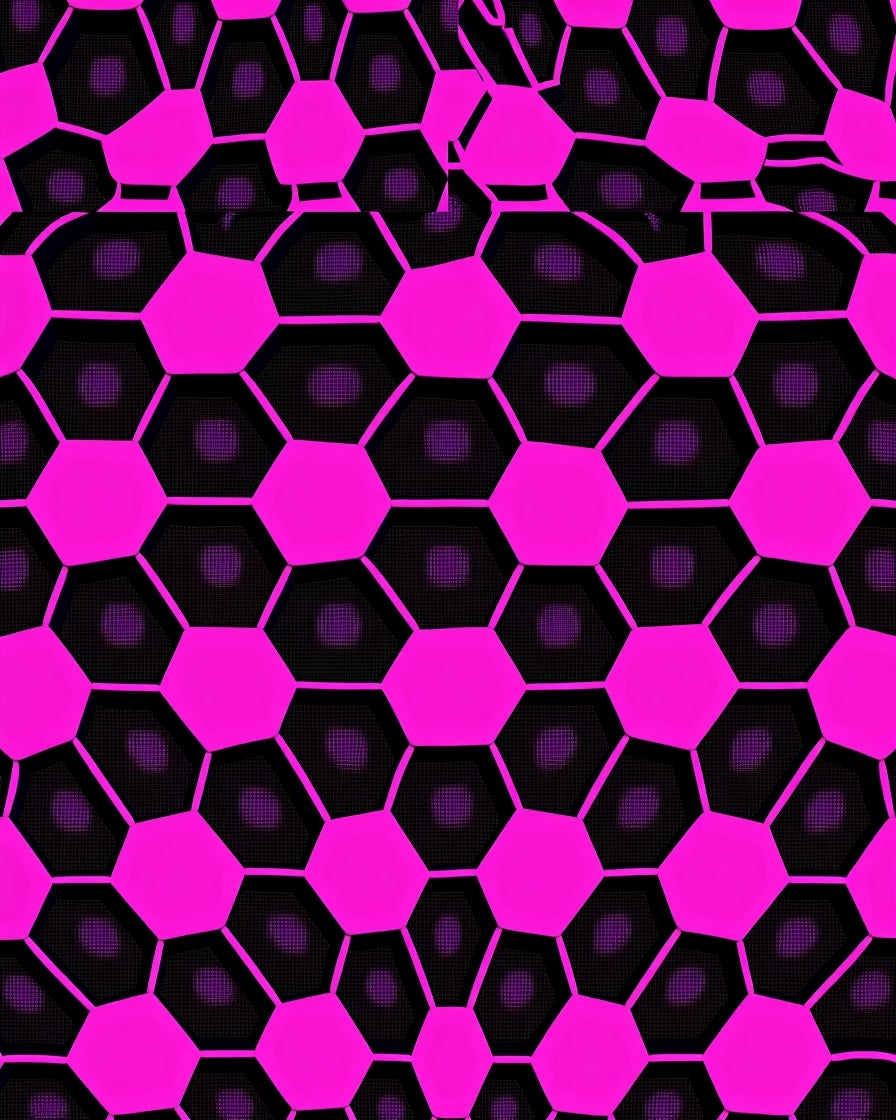 Vibrant Pink Hexagonal Grid Design Rug