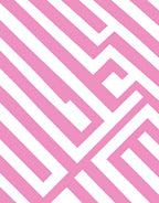 Pink White Geometric Interlocking Stripes Pattern Rug
