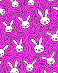 Playful Bunny Faces Pink Pattern Rug