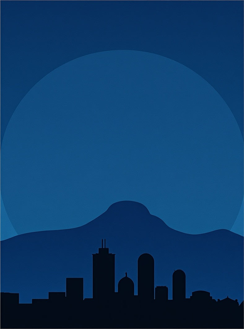 Night Cityscape Silhouette Rug