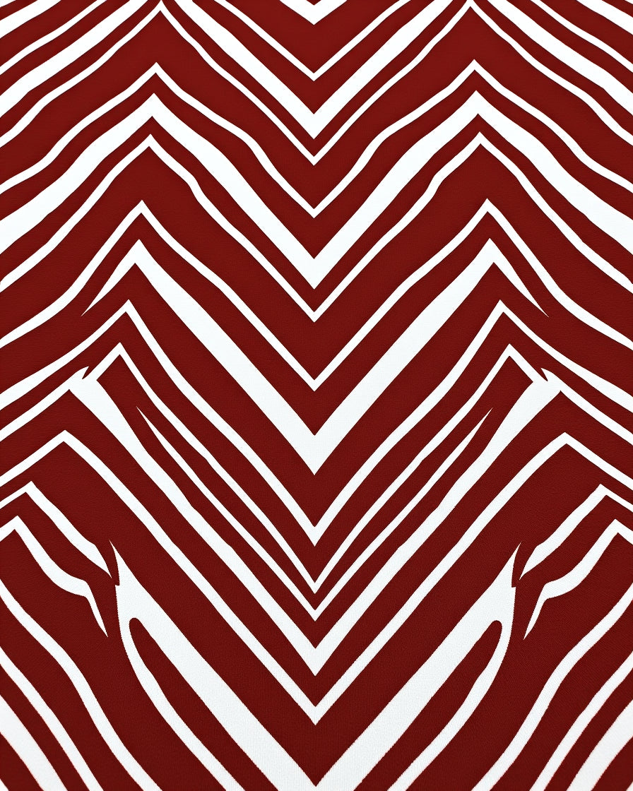 Bold Red White Chevron Pattern Rug
