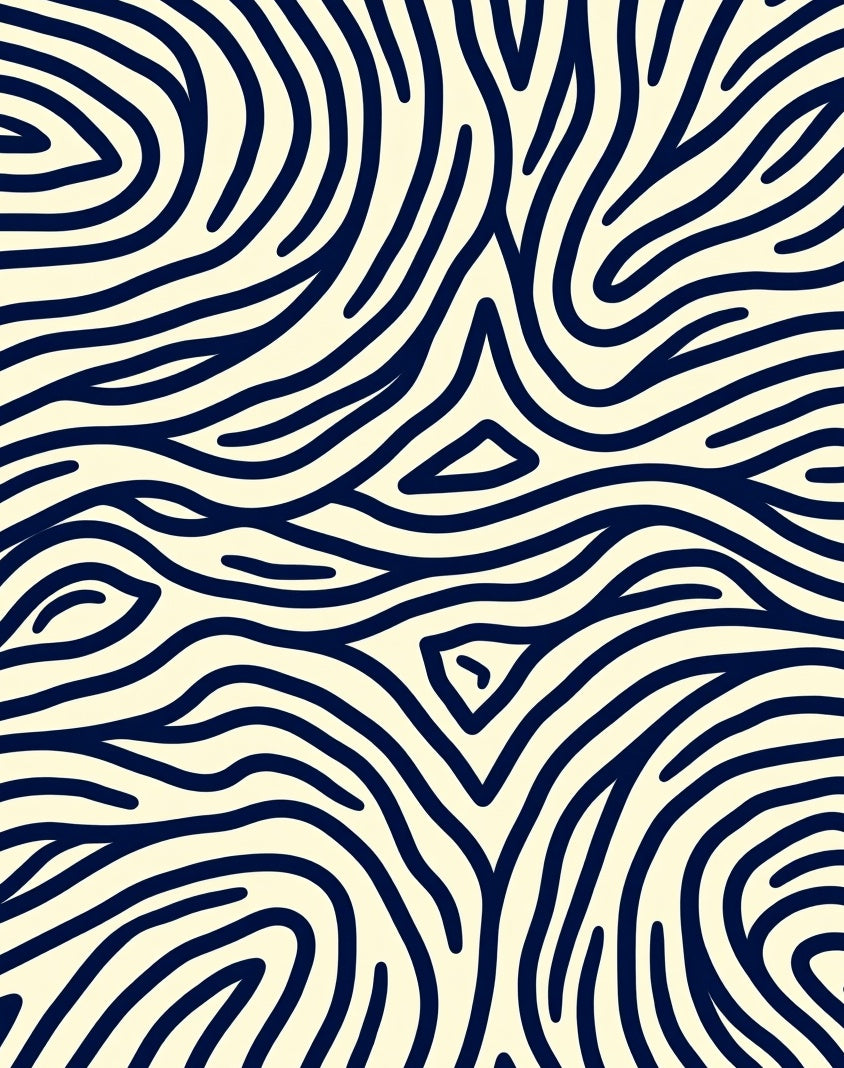 Organic Wavy Navy Lines Rug