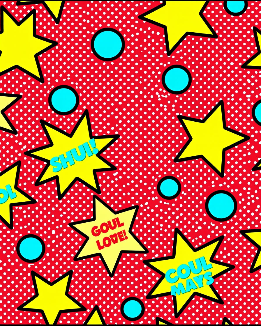 Comic Book Star Dot Pattern Rug