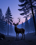 Majestic Deer Forest Twilight Design Rug