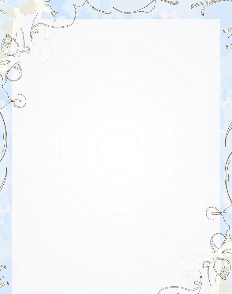 Delicate Floral Scrolls Border Design Rug