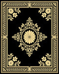 Gold Floral Damask Pattern Traditional Rug