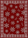 Elegant Snowflake Patterned Red Rug