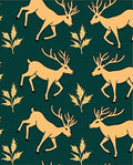 Golden Deer and Leaf Pattern Design Rug