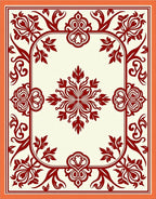 Classic Red Floral Medallion Pattern Rug