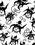 Whimsical Black White Character Pattern Rug