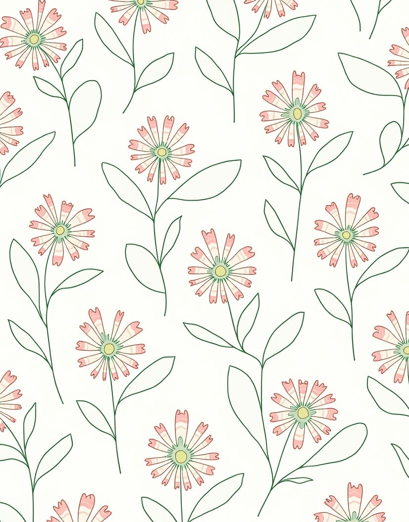 Delicate Floral Stem Artwork Rug