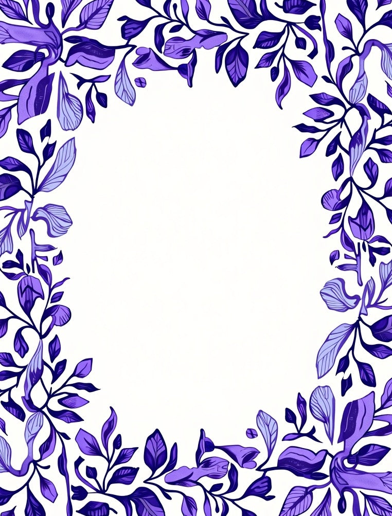 Delicate Purple Leaf Border Design Rug