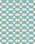 Teal Cream Geometric Interlocking Pattern Rug