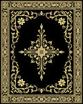Elegant Gold Floral Scroll Border Rug