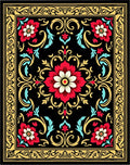 Bold Floral Scrollwork Ornamental Design Rug