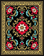 Bold Floral Scrollwork Ornamental Design Rug